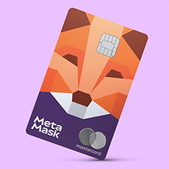 Mastercard payment card with Meta Mask logo